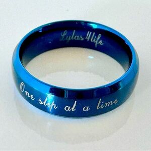 Blue Engraved Inspirational Ring #1101